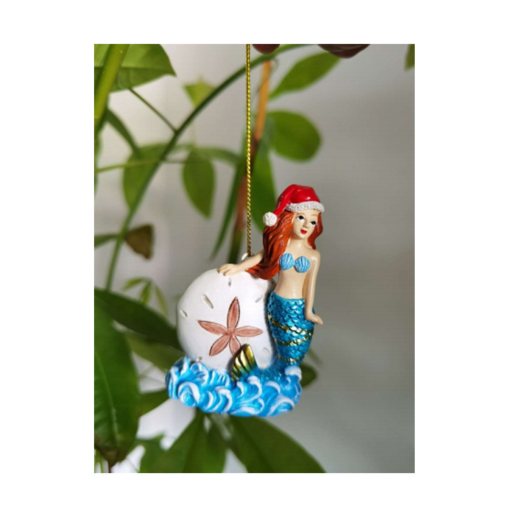 Custom Christmas Tree Decoration Polyresin Sea Coastal Beach Santa Christmas Ornament