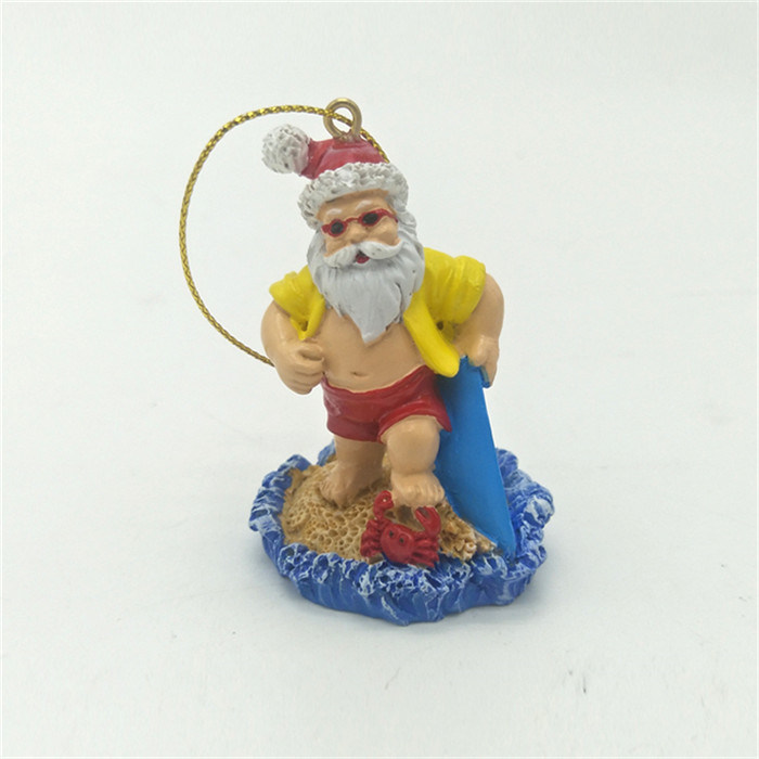 Custom Christmas Tree Decoration Polyresin Sea Coastal Beach Santa Christmas Ornament