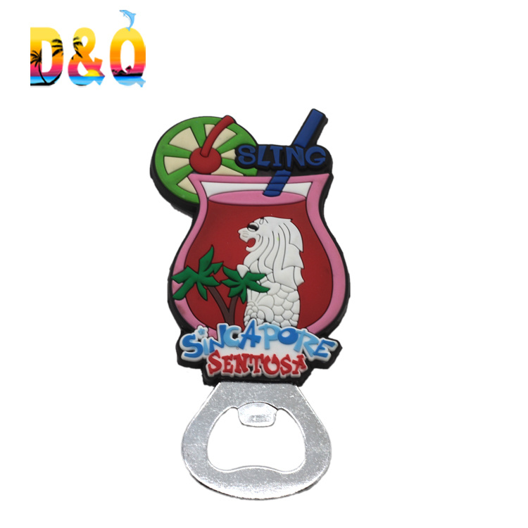 Tourist Souvenir Gift Custom Logo PVC Bottle Opener with Fridge Magnet