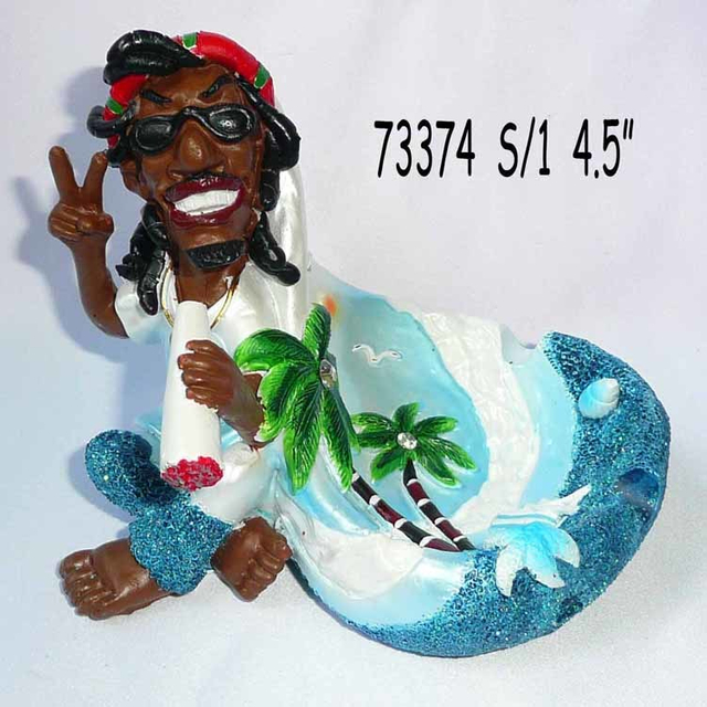 Custom Resin Sexy Jamaica Rasta Figurine Rasta Ashtray for Souvenir