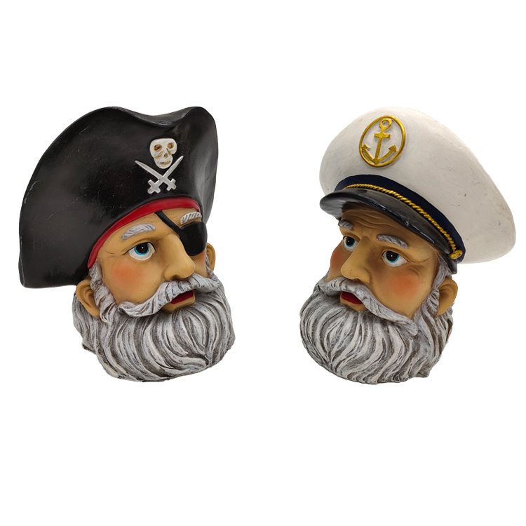 Nautical Theme Resin Craft Pirate Captain Piggy Bank Resin Coin Bank