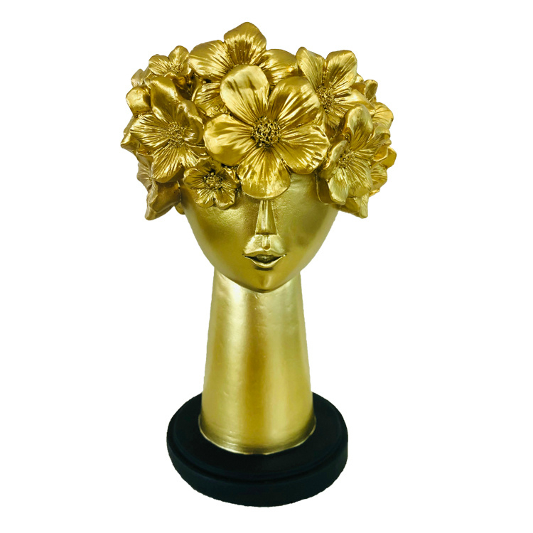 New Light Luxury Portrait Vase Girl Face Planter Simple Fashion Resin Crafts Head Design Creative Storage Flower Vase