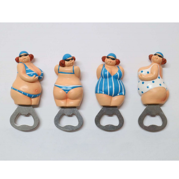 Wholesale Custom Resin Fat Women Bottle Opener Fridge Magnet Tourist Souvenir Beer Bottle Opener