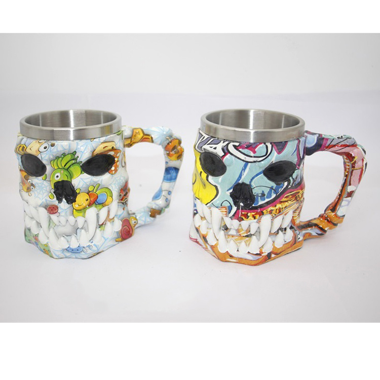 Creative Halloween Gift Unique Resin 3D Beer Cup Skull Mug