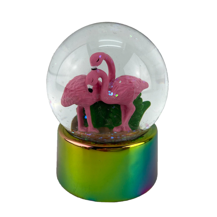 Custom Resin Plating Flamingo Snow Globe for Souvenir Gift