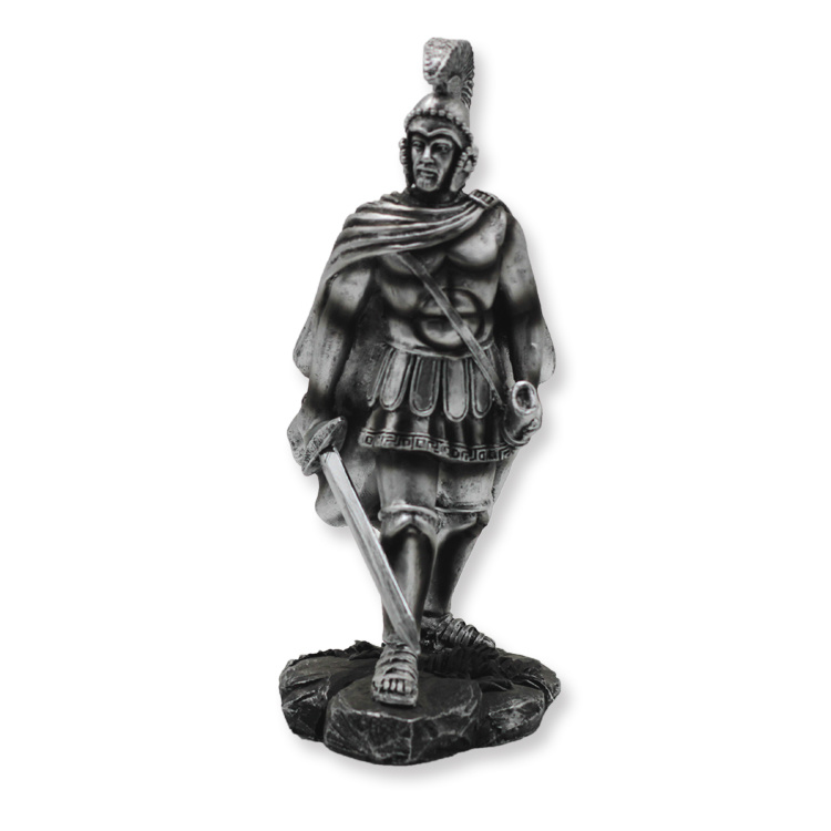 High Quality Crusader Knight Statue Silver Finishing Cold Cast Resin Statue