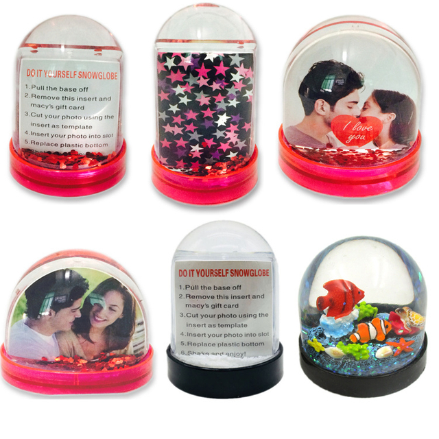 Customized Plastic Acrylic Photo Frame Snow Globe with Picture Insert