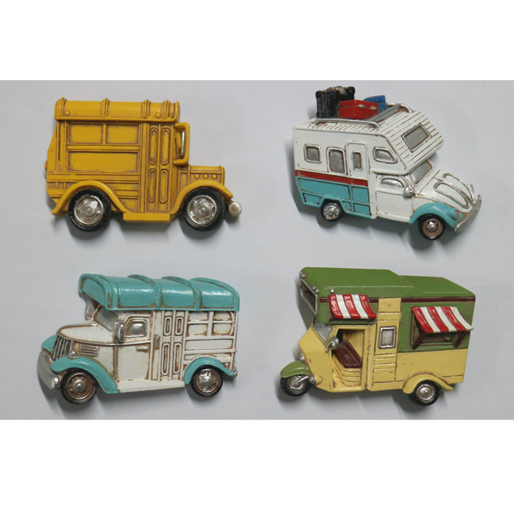 Creative Retro Style Home Decorative Resin Airplane Bus Shape Fridge Magnet for Souvenir Gift