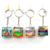 Wholesale Cheap Crystal Keychain Custom Logo Beach Design Glass Keychain for Souvenir