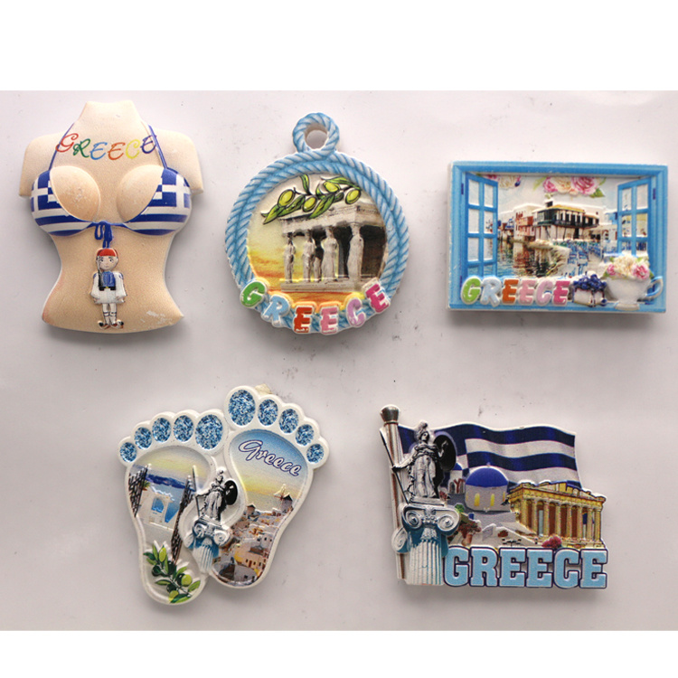 Custom Printing Resin Santorini Greece Travel Souvenir Fridge Magnets