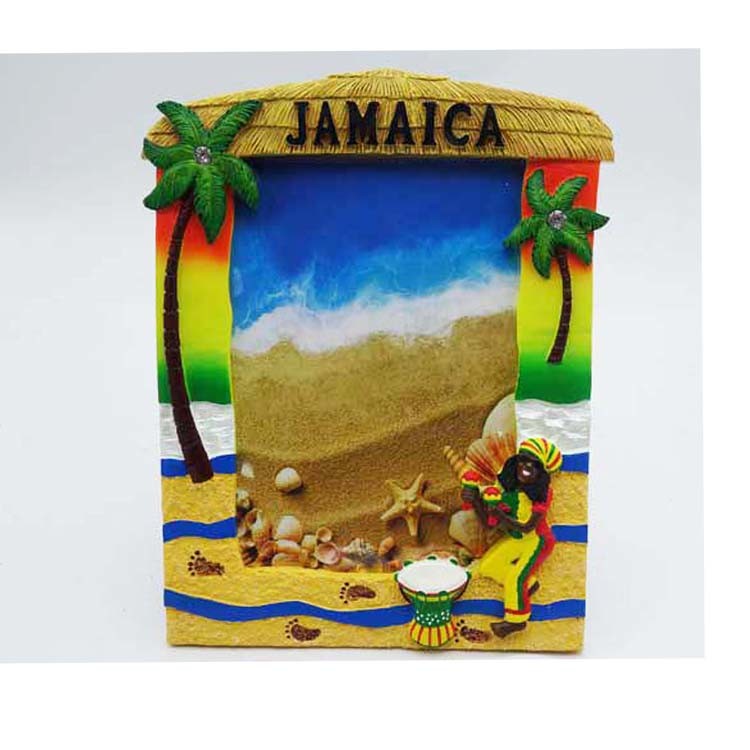 Custom Logo Jamaica Beach Souvenir Gift Polyresin Picture Photo Frame