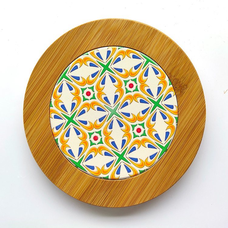 Custom Printing Pot Coaster Ceramic and Bamboo Coasters