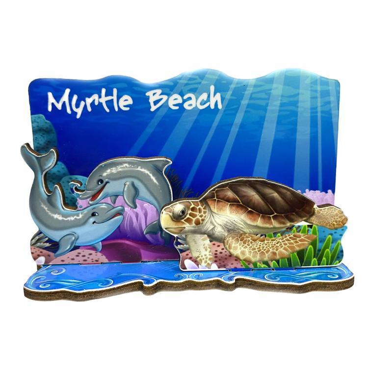 Custom Beach Wood Magnet Honolulu Hawaii Souvenir Turtle Magnet