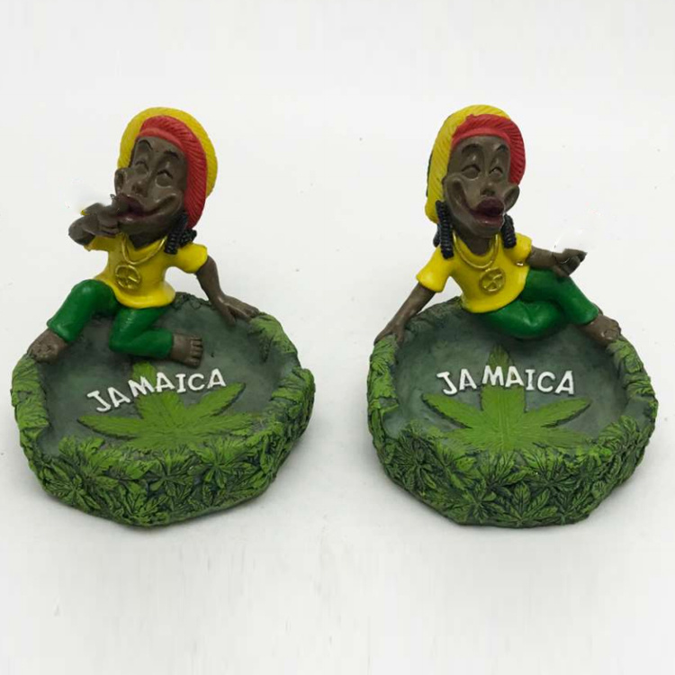 Custome Logo Rasta Jamaica Souvenir Resin Cigar Ash Tray