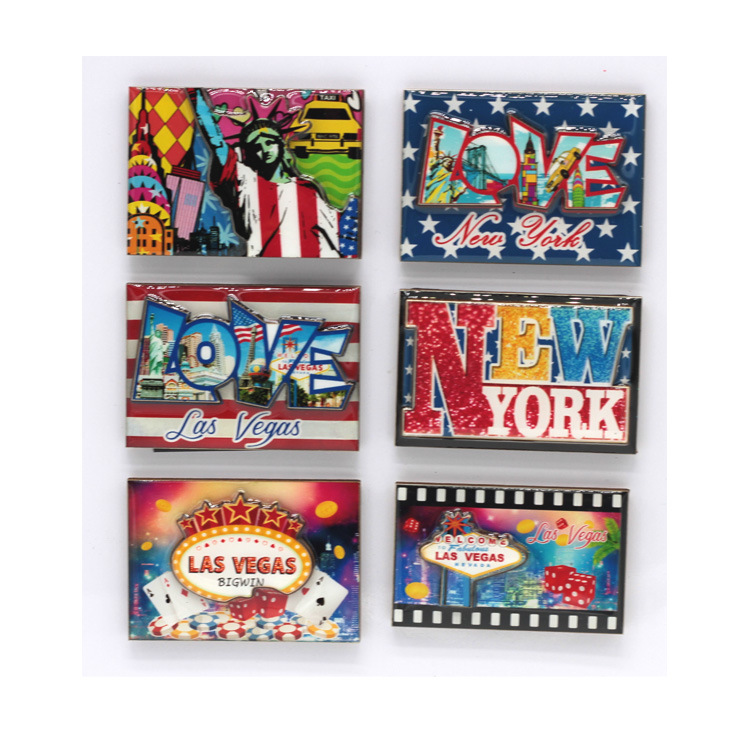 Custom American City Souvenirs Wood Los Angeles Chicago Souvenir Fridge Magnet