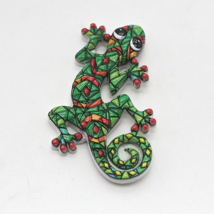 Custom Printing Spain Travel Souvenir Gift Polyresin Gecko Fridge Magnet Manufacturer