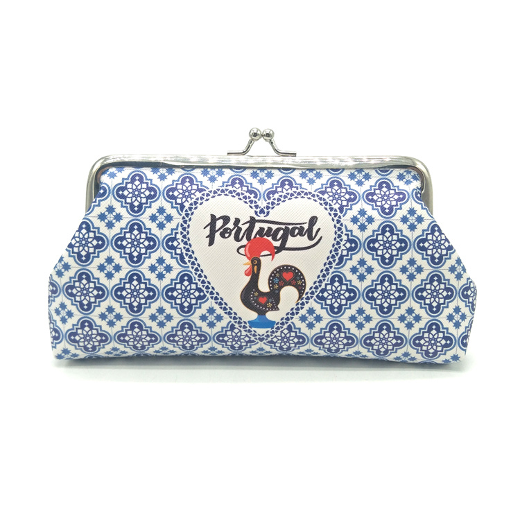 Women Girl Printed Coin Purse Vintage PU Coin Purse Kiss-Lock Change Pouch with Clasp Closure