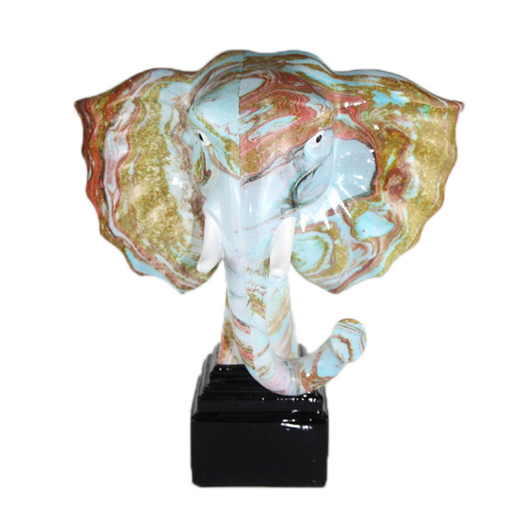 Modern Art Printing Elephant Statue Home Decor Resin Elephant Heads Sculptures