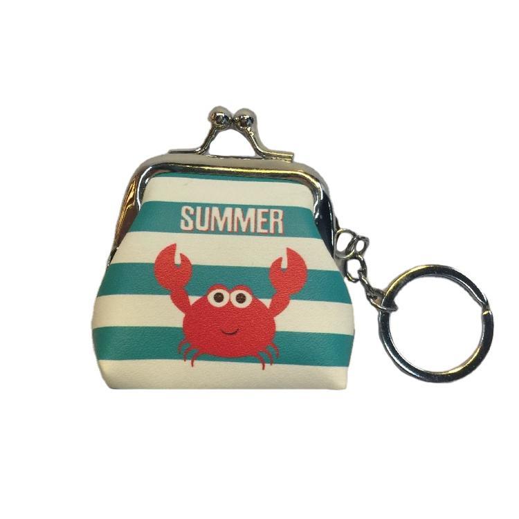 Fashion Girl Crab Pattern PU Leather Small Purse Coin Wallet Keychain