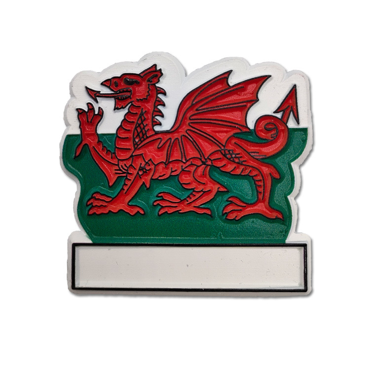 Custom 3D Soft PVC Wales Souvenir Fridge Magnet