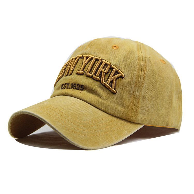 Factory Wholesale Stock Custom Embroidery Logo Washed Cotton New York Baseball Cap