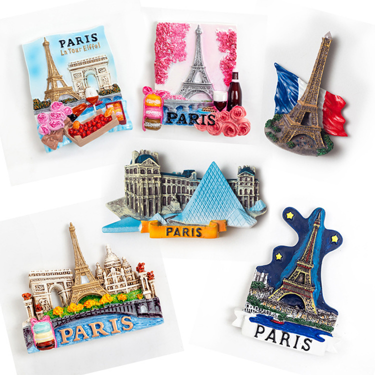 Customized Resin Hand Painted City Scenery France Paris Souvenir Fridge Magnet