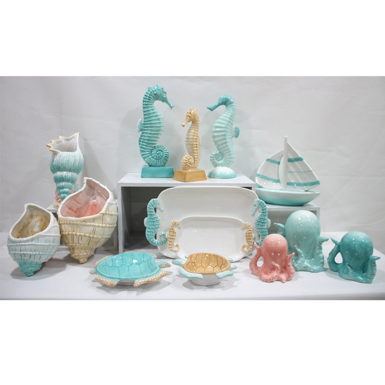 Wholesale Ocean Porcelain Craft Ceramic Fish Decoration