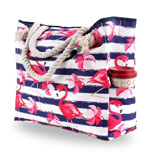 Extra Large Waterproof Canvas Beach Bag with Pockets for Travel, Gym, Swim and Beach Holiday