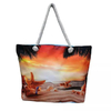 Customized Digital Printing Canvas Lady Leisure Vacation Tourist Souvenir Beach Shell Tote Bag