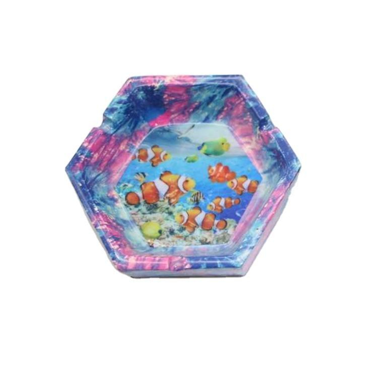 Wholesale Personalized Beach Souvenir Cool Resin Hexagon Ashtray