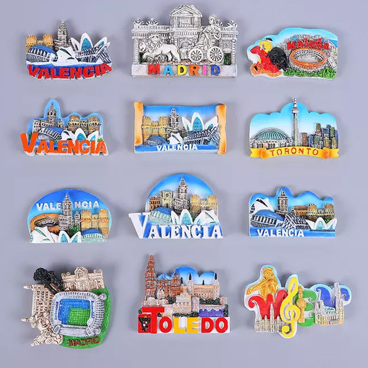 Resin Handmade Craft Travel City Souvenir Spain Valencia Tourist Souvenir Fridge Magnets