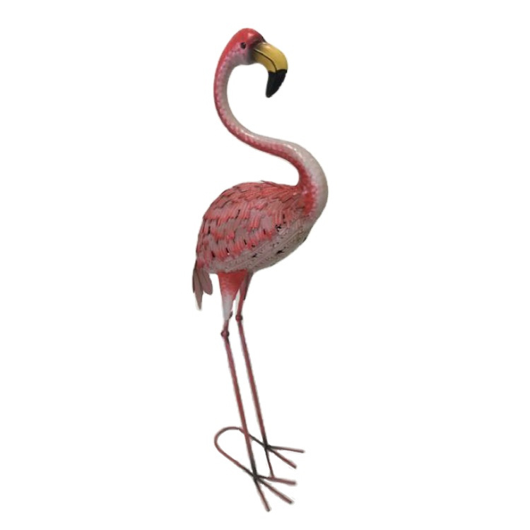 Outdoor Garden Decoration Metal Animal Stake Pink Art Flamingo Yard Ornament