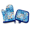 Custom Logo Printed Kitchen Heat Resistant Cotton Oven Mitts and Pot Holders Sets