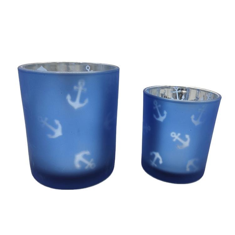 Wholesale Custom Nordic Ocean Beach Style Home Decorative Frosted Glass Candle Holders