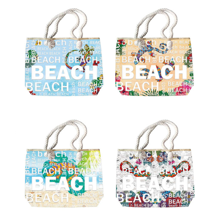 Wholesale Custom Printing Summer Beach Souvenir Canvas Tote Bag with Rope Handle