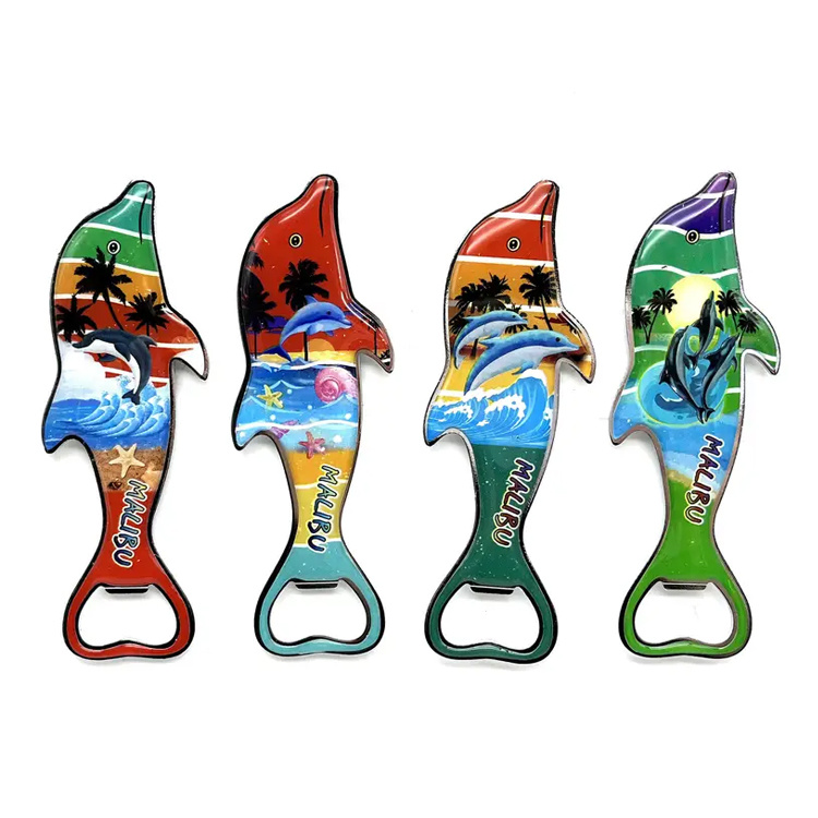 Custom Ocean Souvenir Animal Shape Epoxy Stainless Steel Shark Bottle Opener