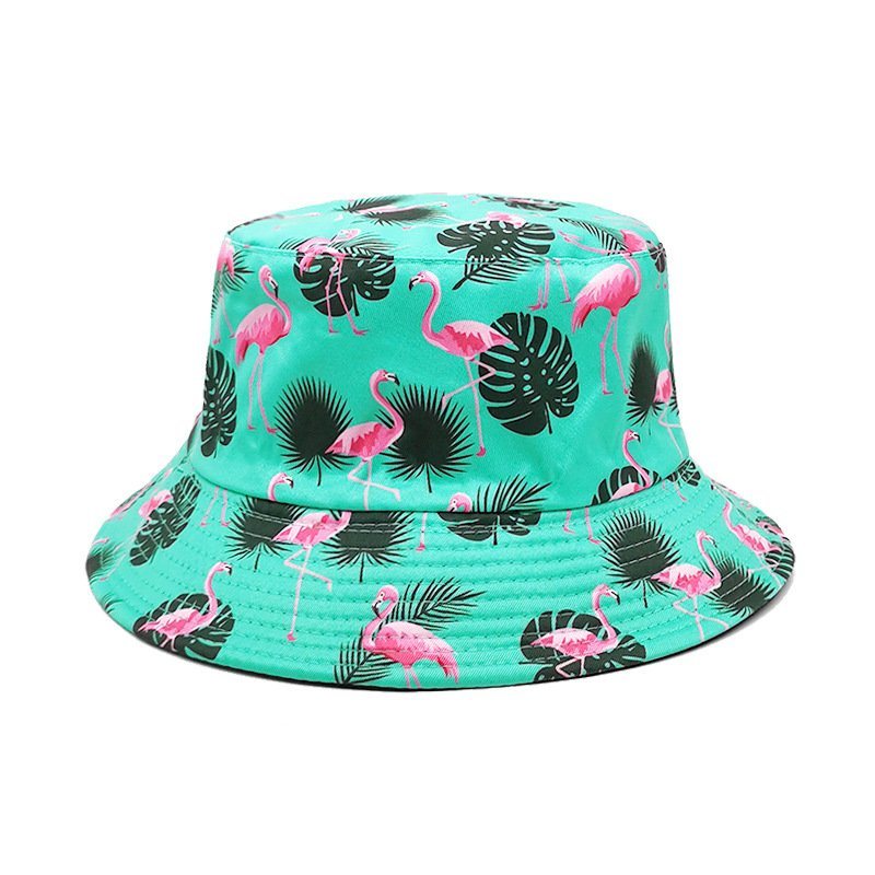 Wholesale Beach Fisherman Hat Floral Summer Tropical Plant Flamingo Bucket Hat