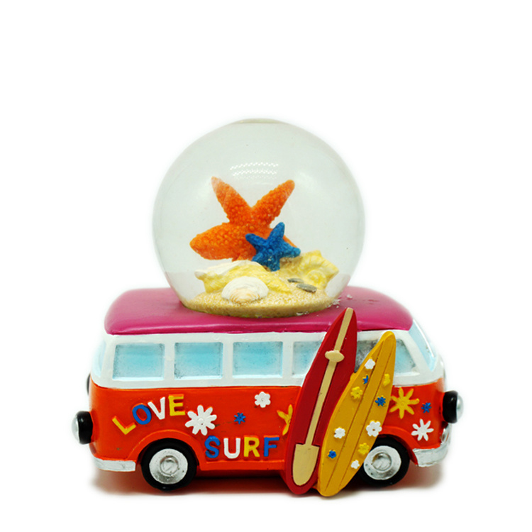 Factory Wholesale Resin Tourist Souvenir Gift Beach Bus Van Snow Globe