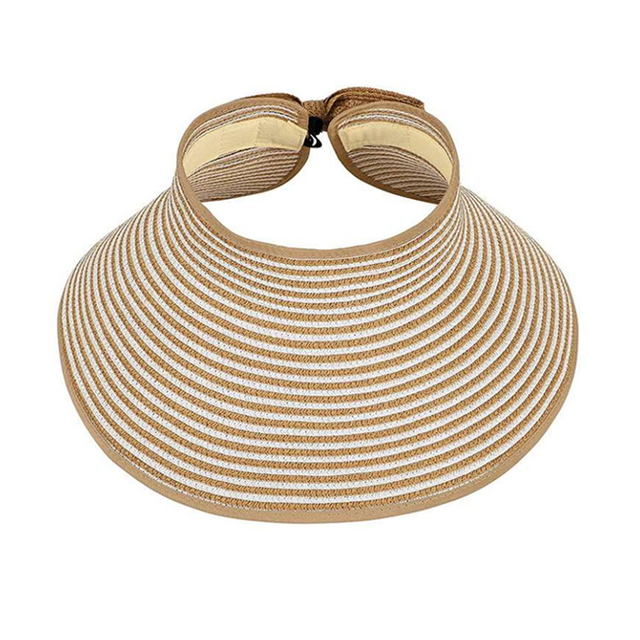 Wholesale Custom Fashion Summer Beach Foldable Sun Straw Visor Hat for Women