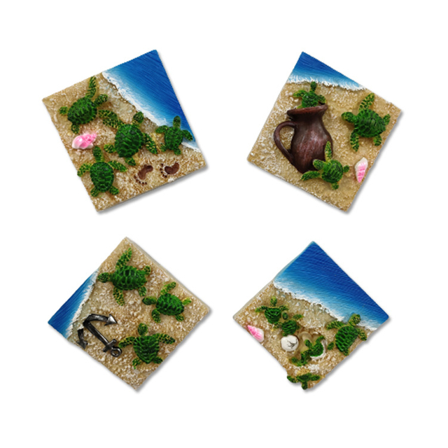 Custom Logo Resin Hand Painting Coconut Palm Tree Magnet Beach Hawaiian Souvenir Fridge Magnet