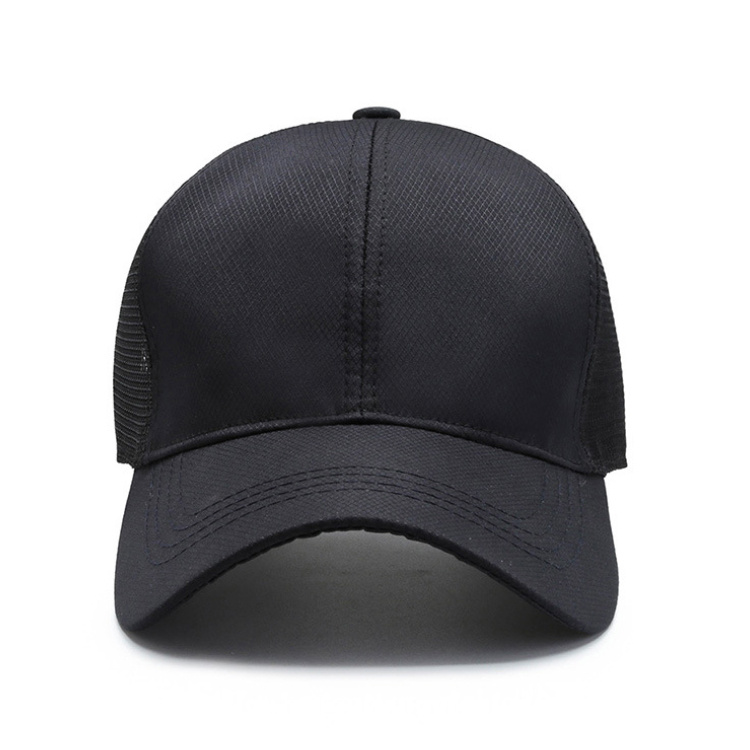 Wholesale Sports Casual Plain Mesh Snapback Trucker Caps Black Baseball Caps for Men