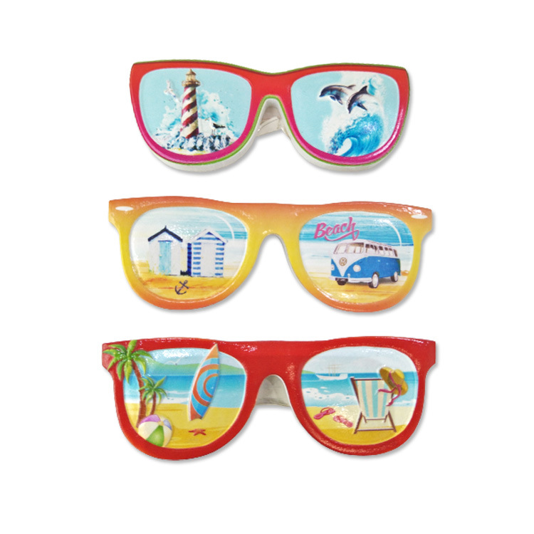 Resin Printing Island Coast Beach Souvenir Gift Sun Glasses Shaped Fridge Magnet