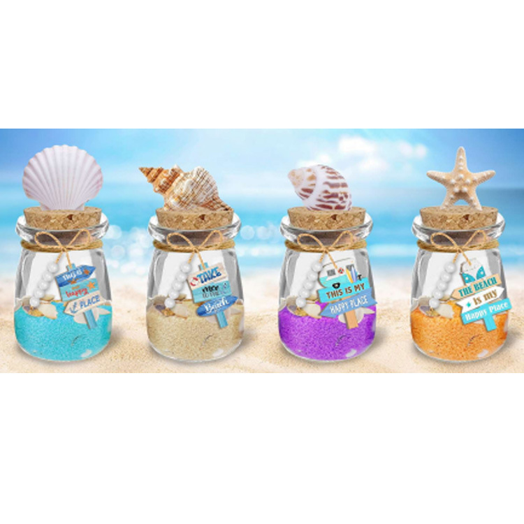 Mini Beach in a Bottle Keychain with Real Sea Shells Colored Sand Novelty Gift