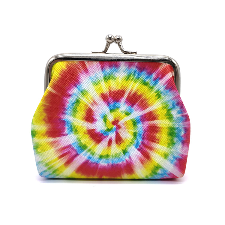 Tie Dye Leather Wallet Metal Clasp Rubber Coin Purse Custom