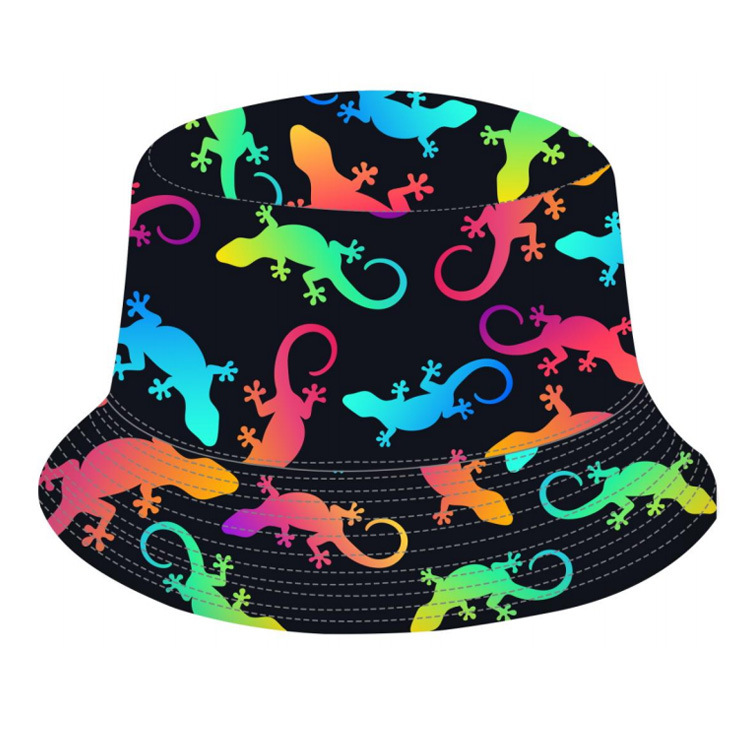 Custom Print Spain Travel Souvenir Gift Gecko Bucket Hat Lizard Print Beach Summer Hat