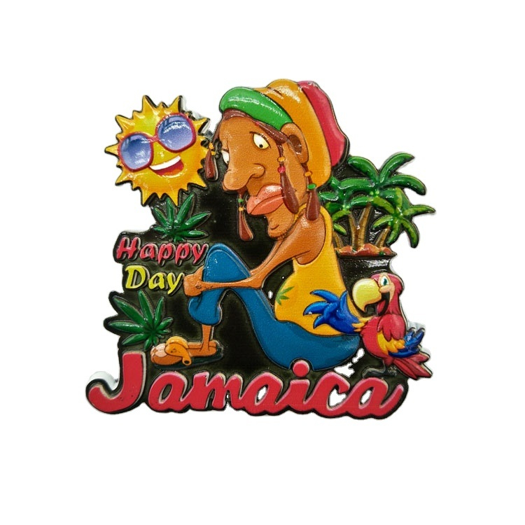 Custom Tourist Metal Powder Hard Jamaica Souvenir Fridge Magnet