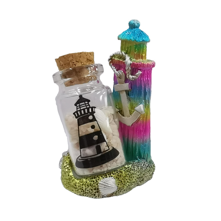 Beach Home Decor Resin Craft Statue Sand Art Bottles for Souvenir