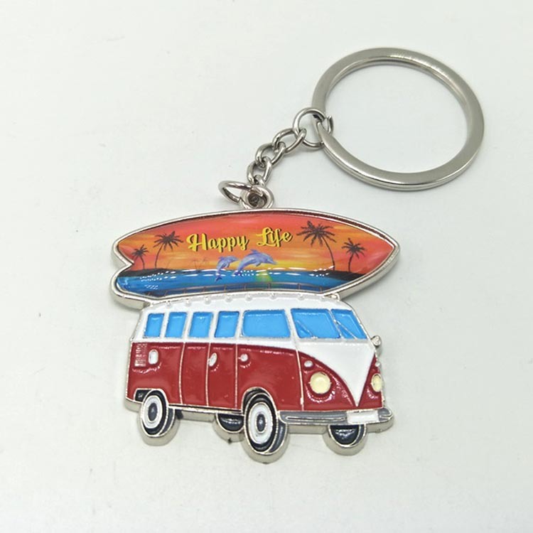 Promotional Gift Beach Tourist Souvenir 3D Rotating Keychain Zinc Alloy Custom Spinning Keychain