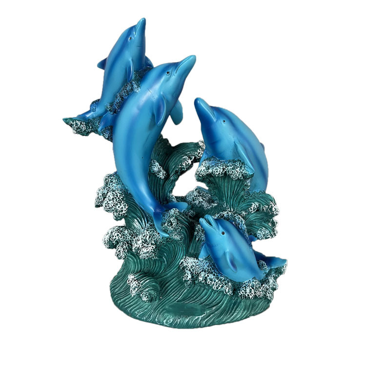 Handmade Resin Animal Sculpture Cute Dolphin Figurine for Home Decor