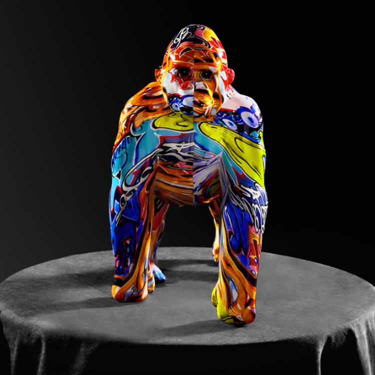 Nordic Graffiti Gorilla Sculptures Painted Statues Resin Pop Figurine Home Decor Gifts